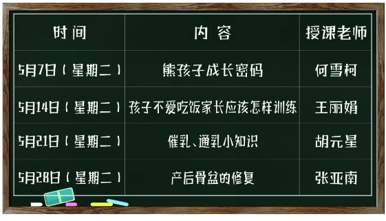 《让小儿推拿技术走进每个家庭》公益微课2019年5月课程表来啦~